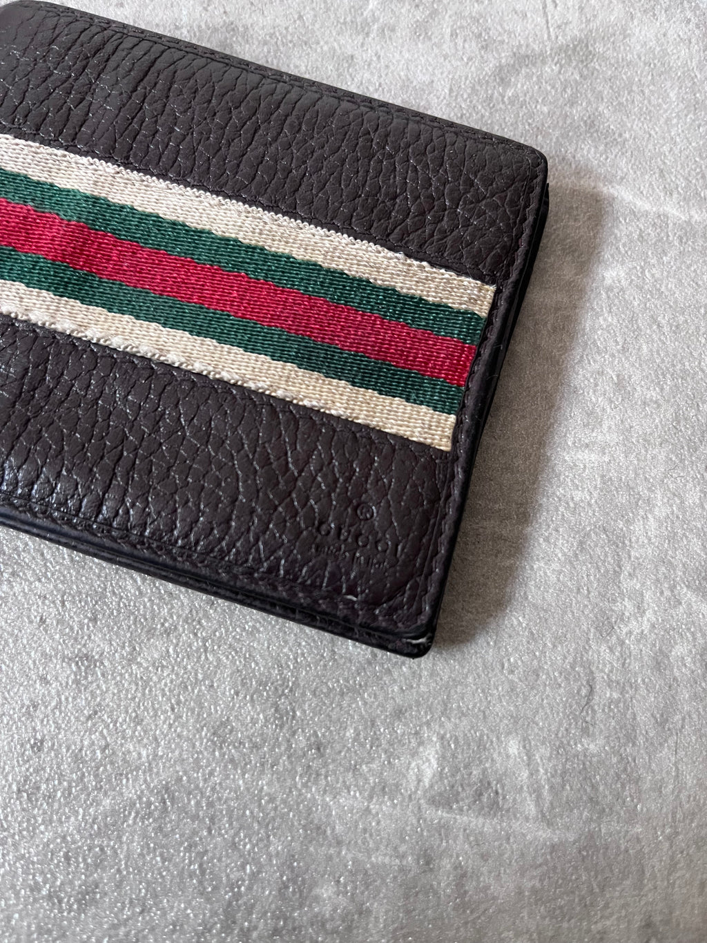 Gucci Vintage Striped Leather Wallet Brown