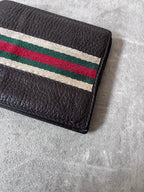 Gucci Vintage Striped Leather Wallet Brown