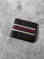 Gucci Vintage Striped Leather Wallet Brown