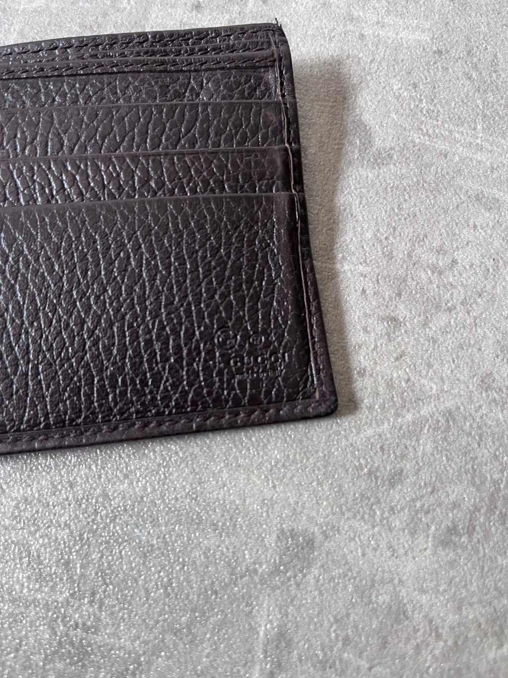 Gucci Vintage Striped Leather Wallet Brown