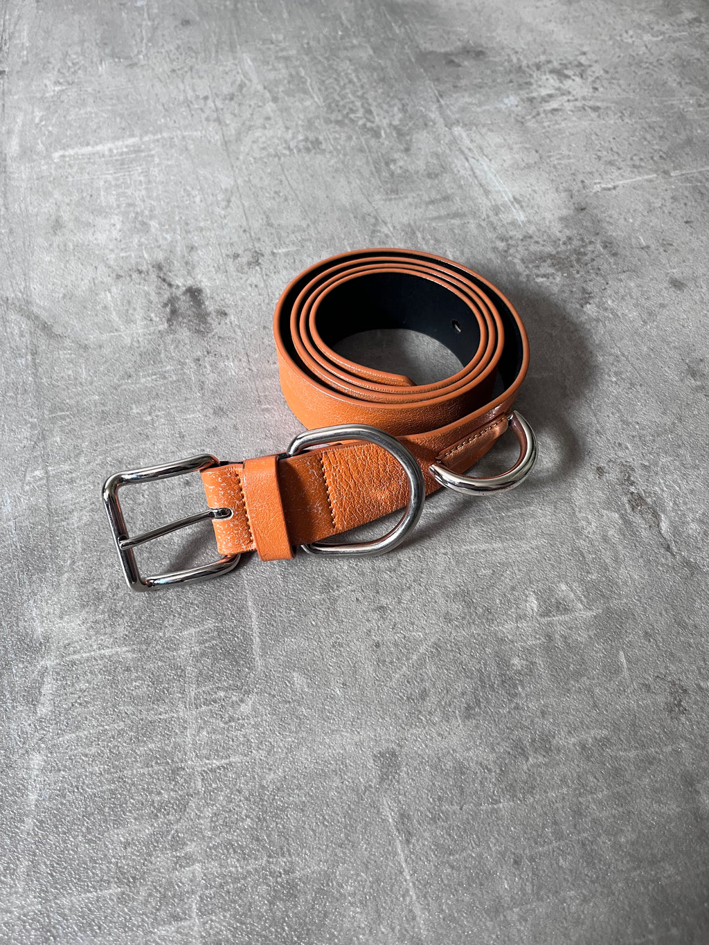 Acne Studios Cracking Leather Belt Orange