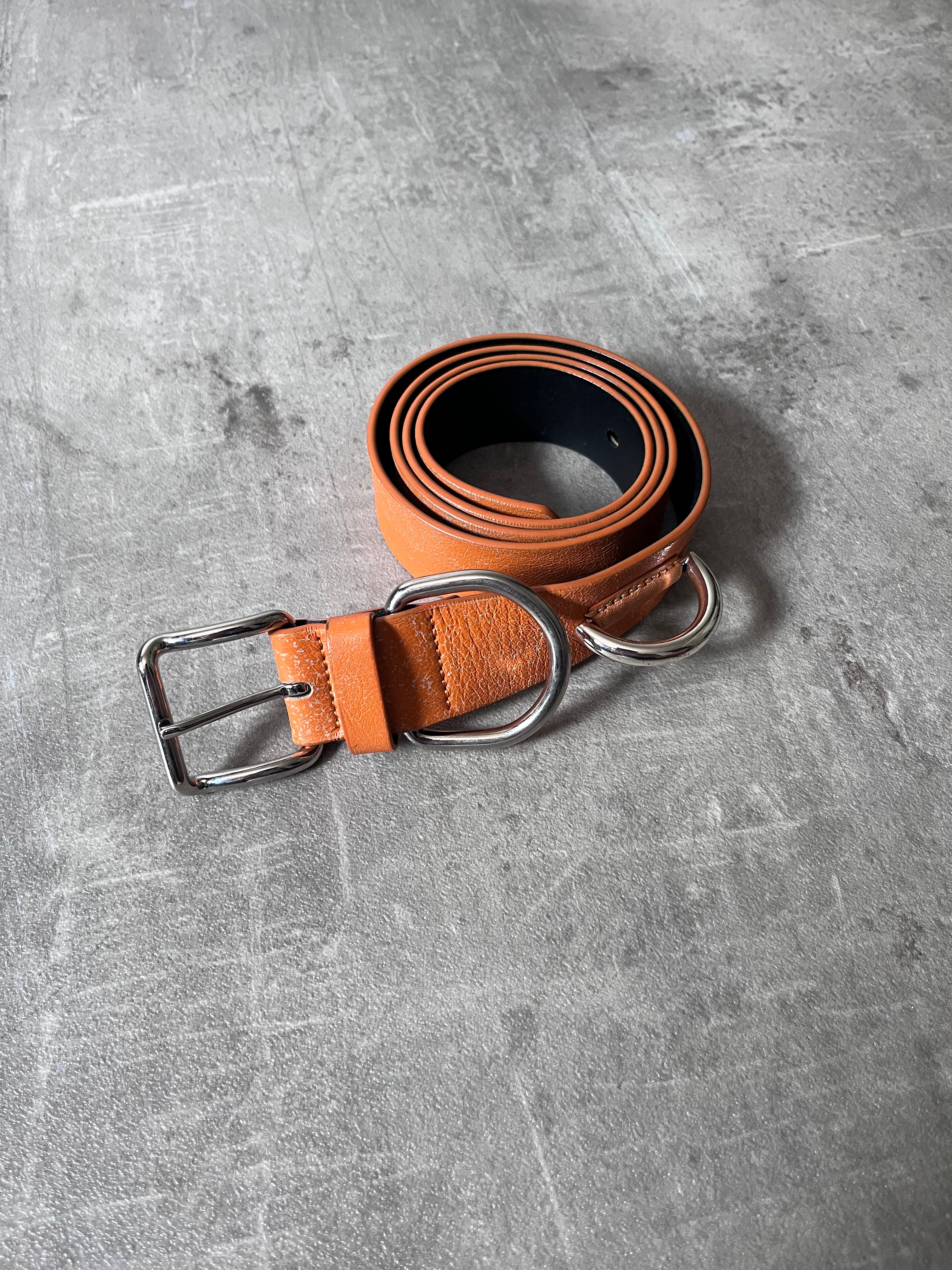 Acne Studios Cracking Leather Belt Orange
