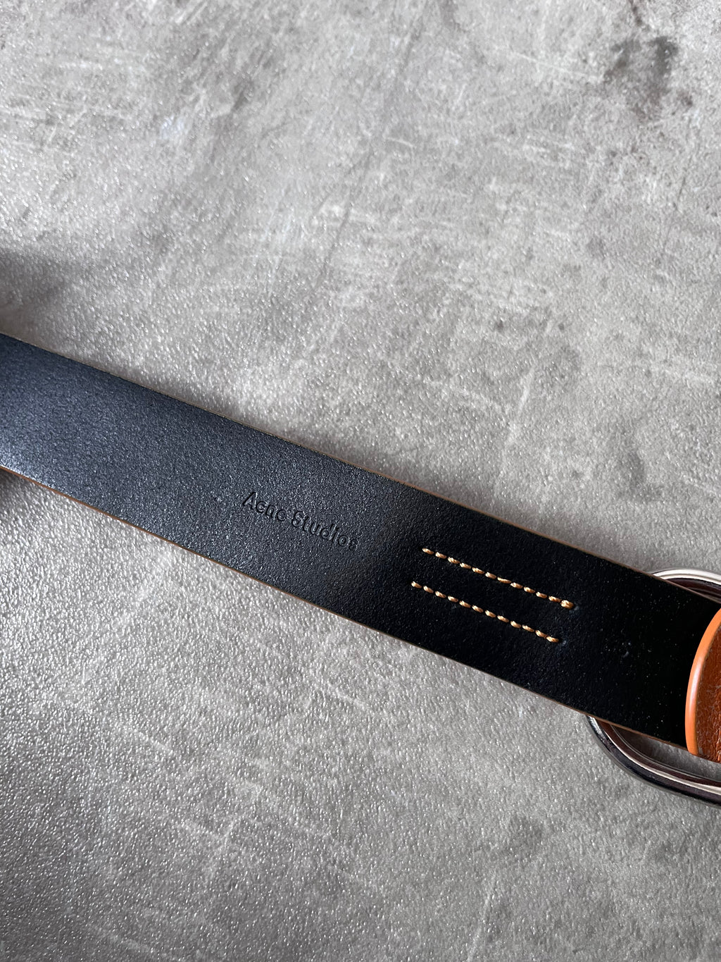 Acne Studios Cracking Leather Belt Orange