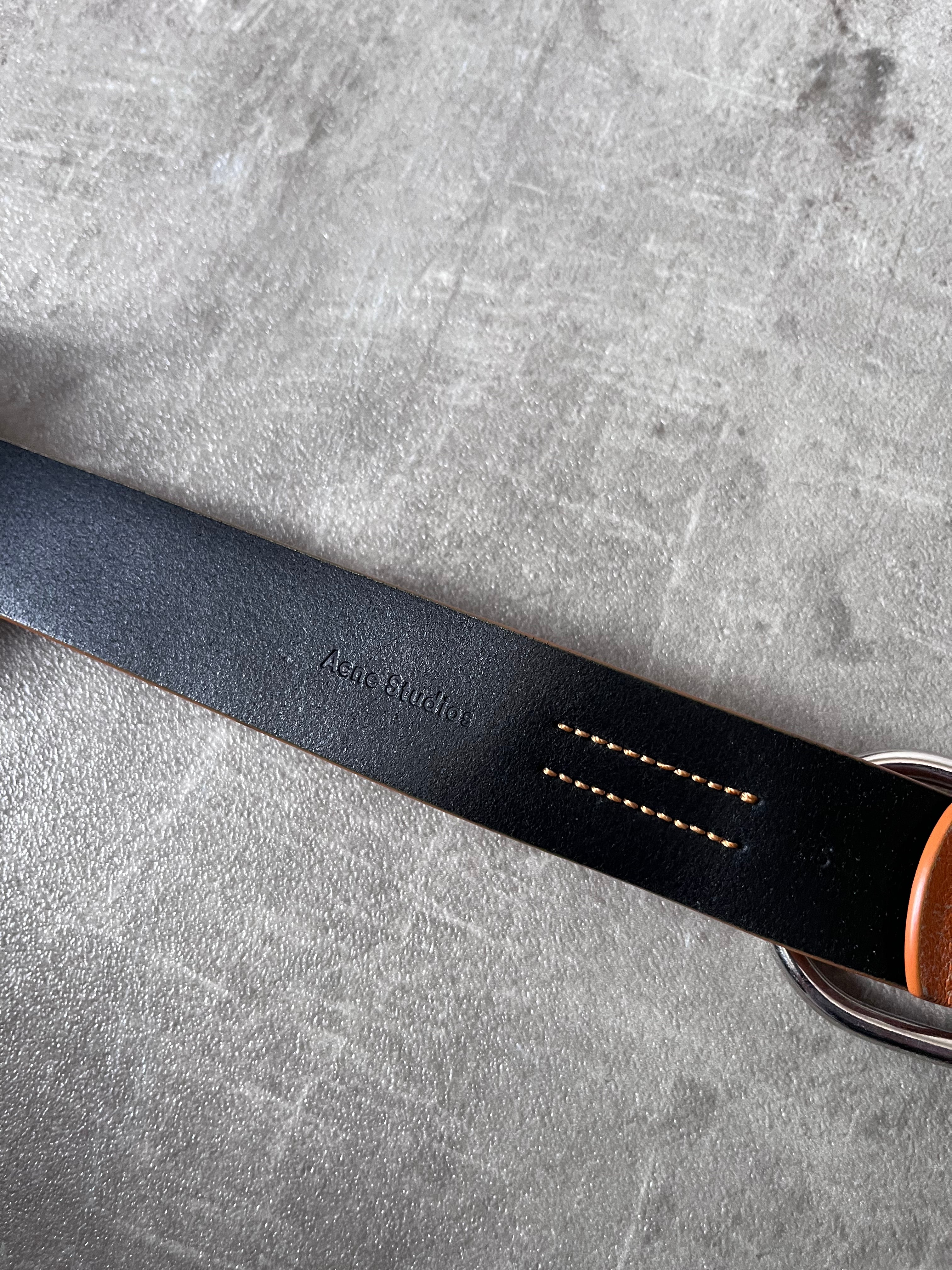 Acne Studios Cracking Leather Belt Orange