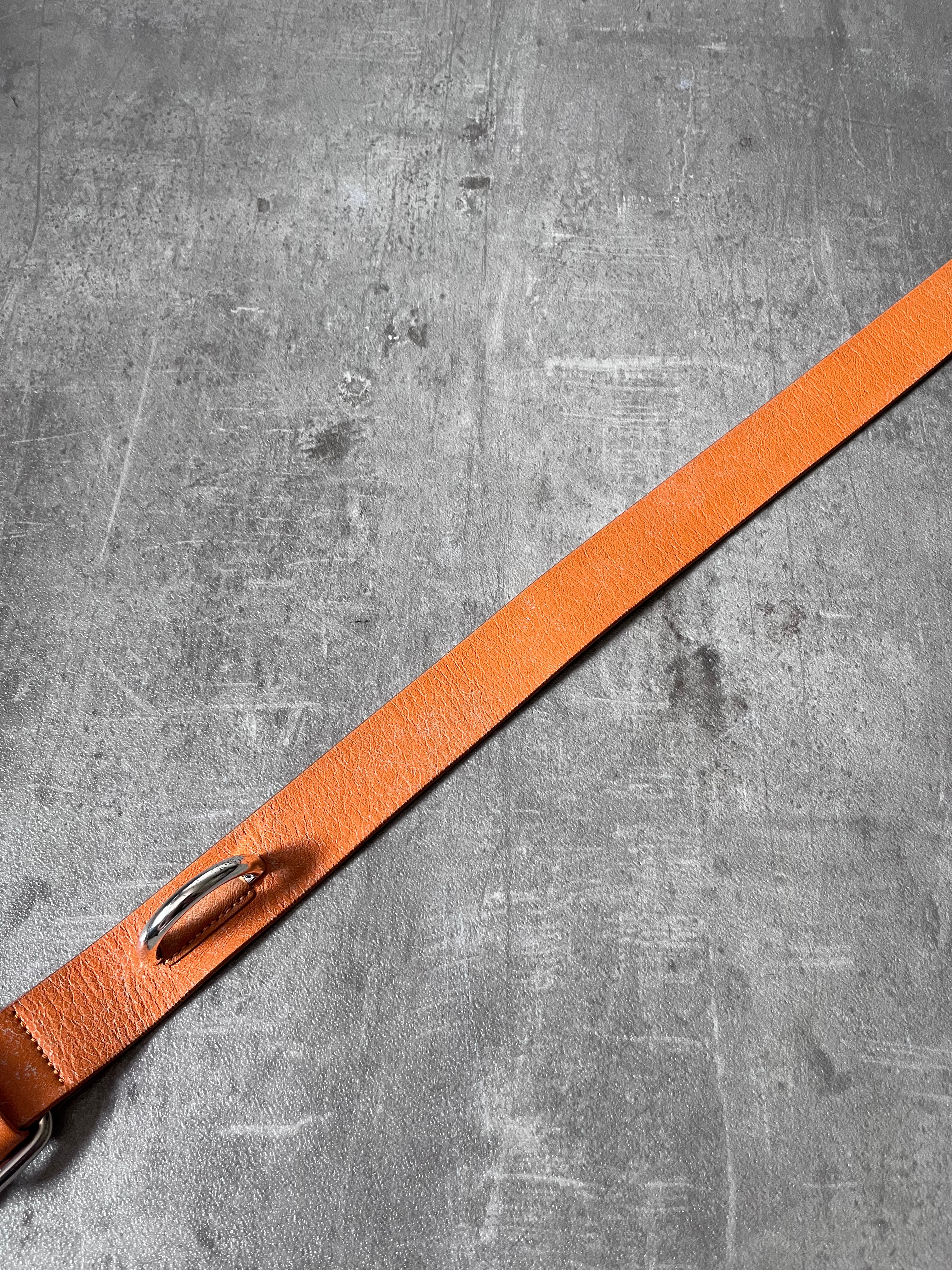Acne Studios Cracking Leather Belt Orange
