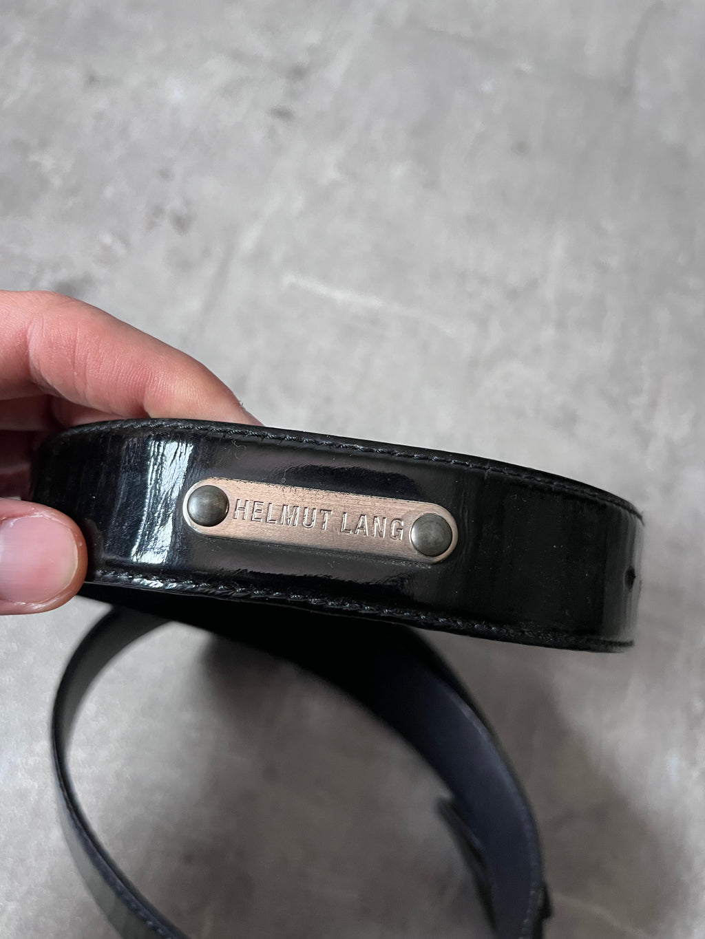 Helmut Lang Vintage Patent Leather Belt Black
