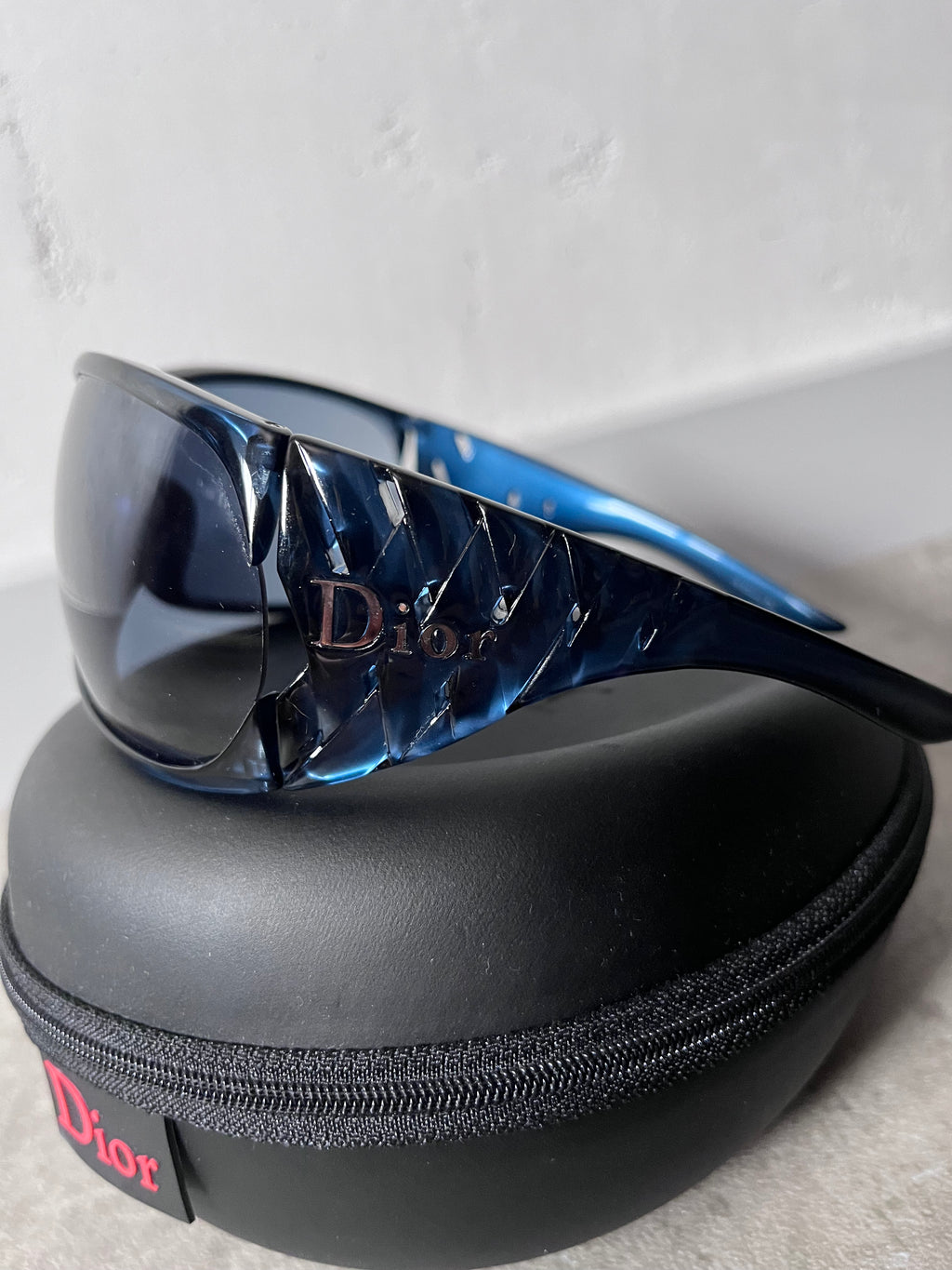 Dior Logo Ribbon Oversized Sunglasses Navy Blue