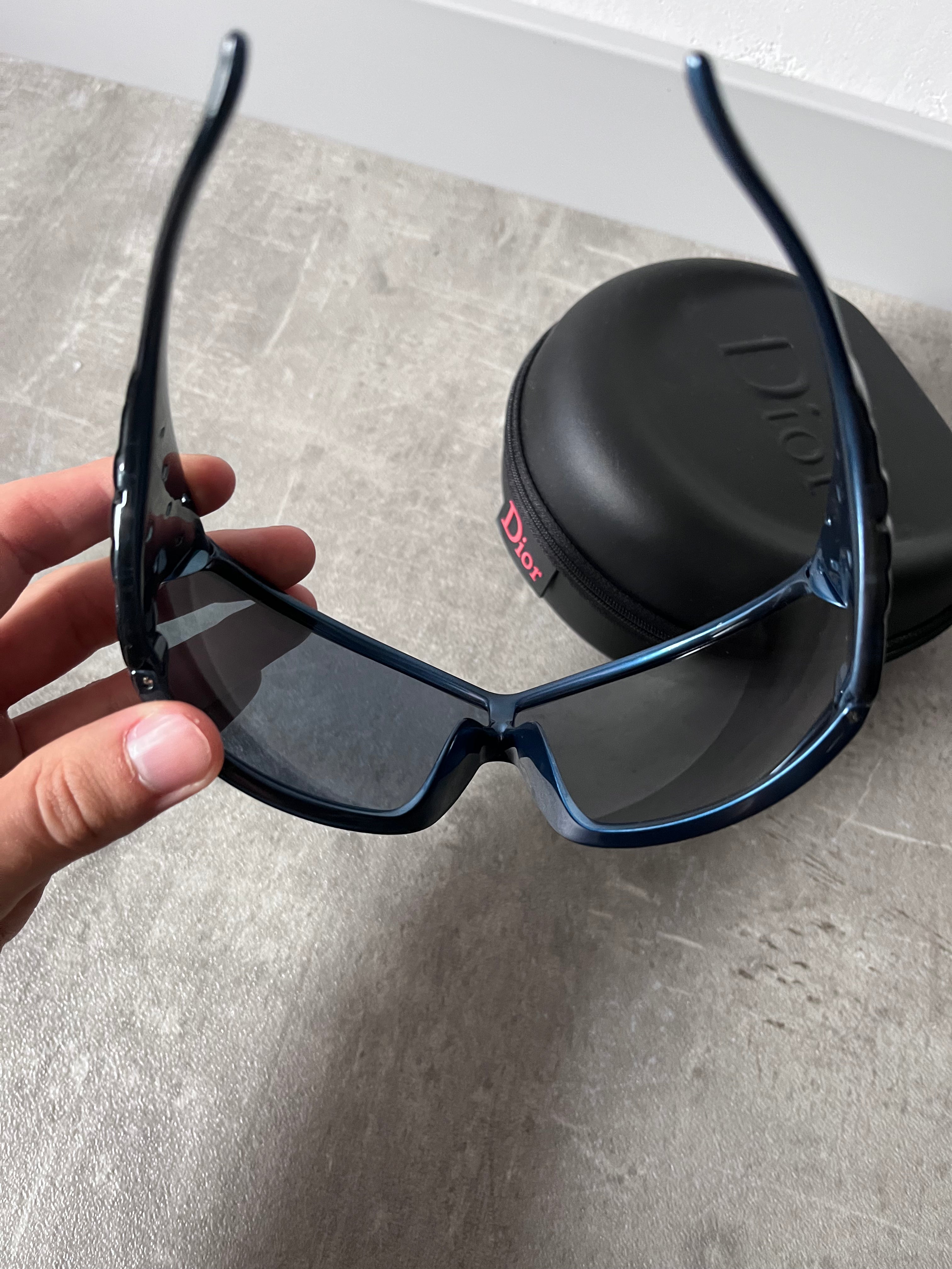 Dior Logo Ribbon Oversized Sunglasses Navy Blue