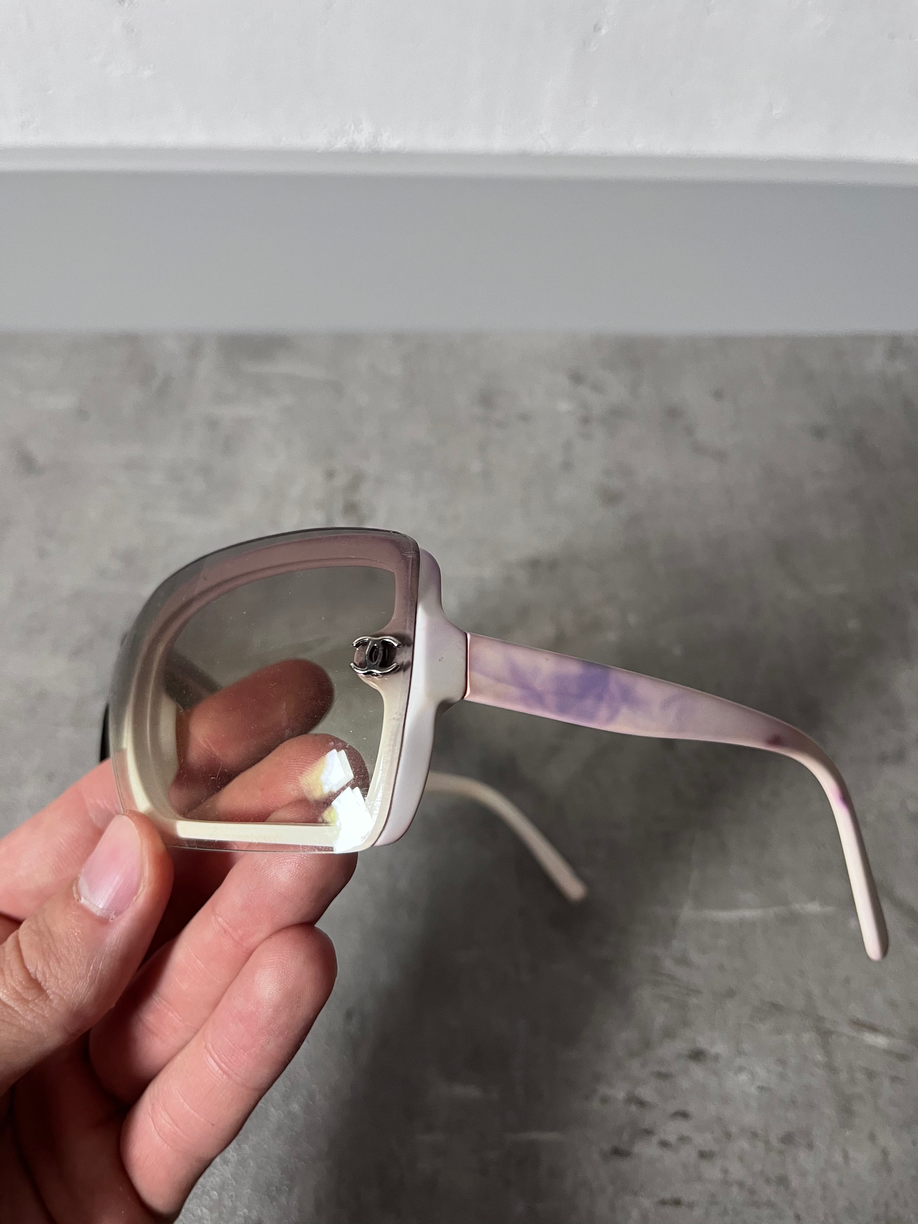 Chanel Vintage CC Logo Gradient Sunglasses White Purple