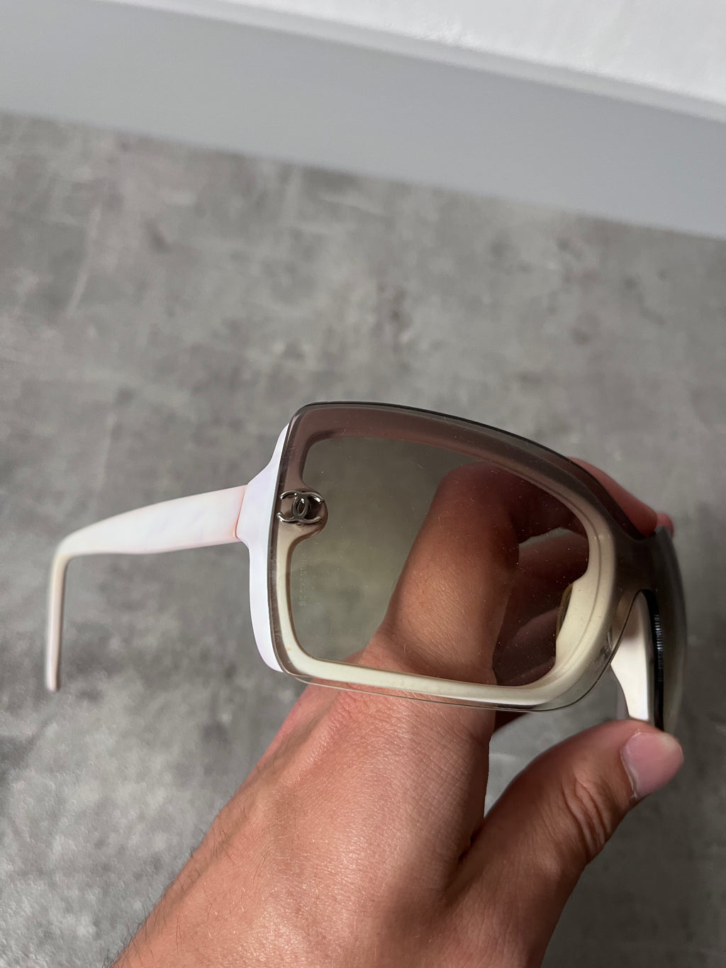 Chanel Vintage CC Logo Gradient Sunglasses White Purple