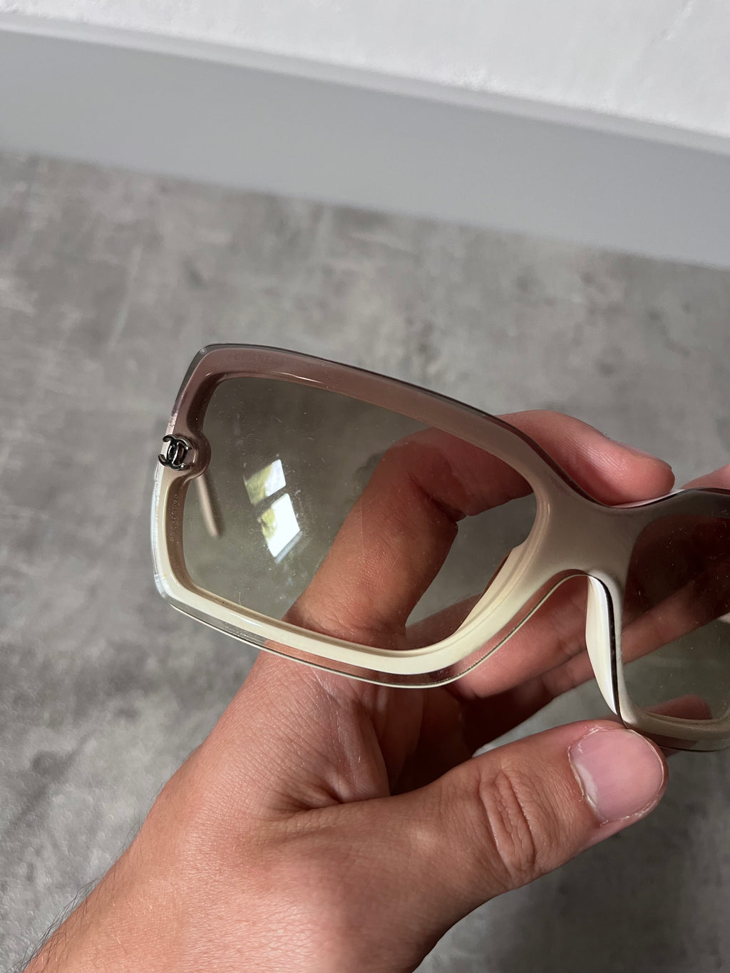 Chanel Vintage CC Logo Gradient Sunglasses White Purple