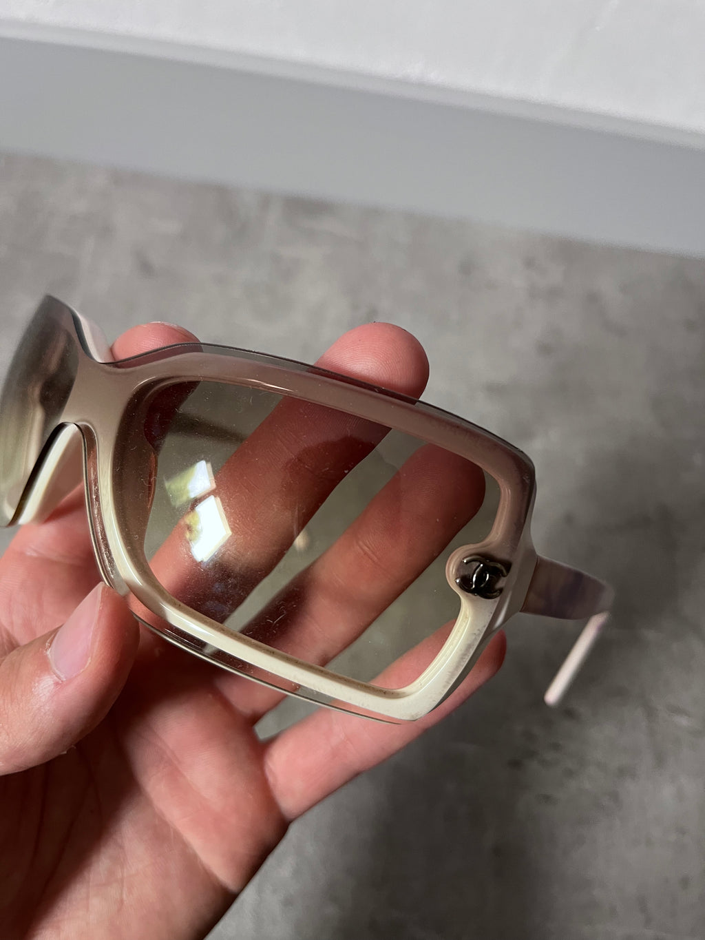 Chanel Vintage CC Logo Gradient Sunglasses White Purple