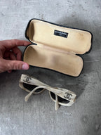 2000s Chanel Marble CC Logo Sunglasses Beige