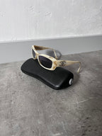 2000s Chanel Marble CC Logo Sunglasses Beige