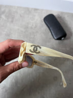 2000s Chanel Marble CC Logo Sunglasses Beige