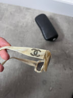 2000s Chanel Marble CC Logo Sunglasses Beige