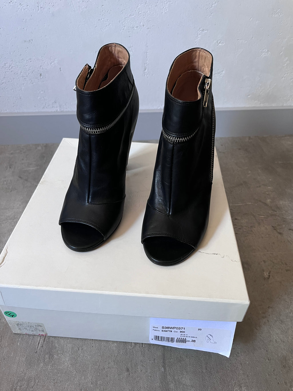 Maison Margiela Wrap Zip Leather Ankle Heels Black Women - 38