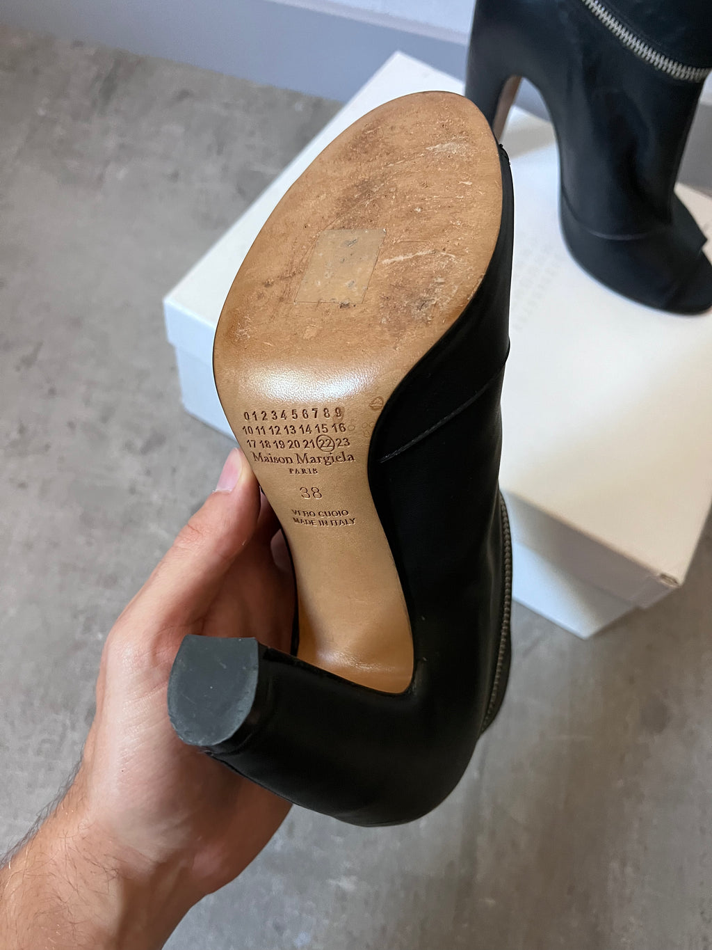 Maison Margiela Wrap Zip Leather Ankle Heels Black Women - 38
