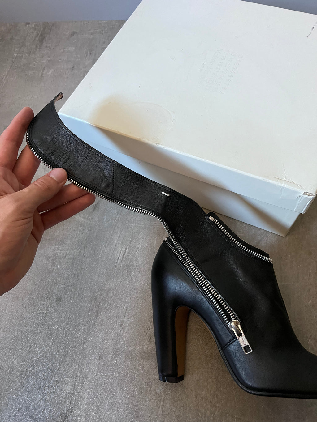 Maison Margiela Wrap Zip Leather Ankle Heels Black Women - 38