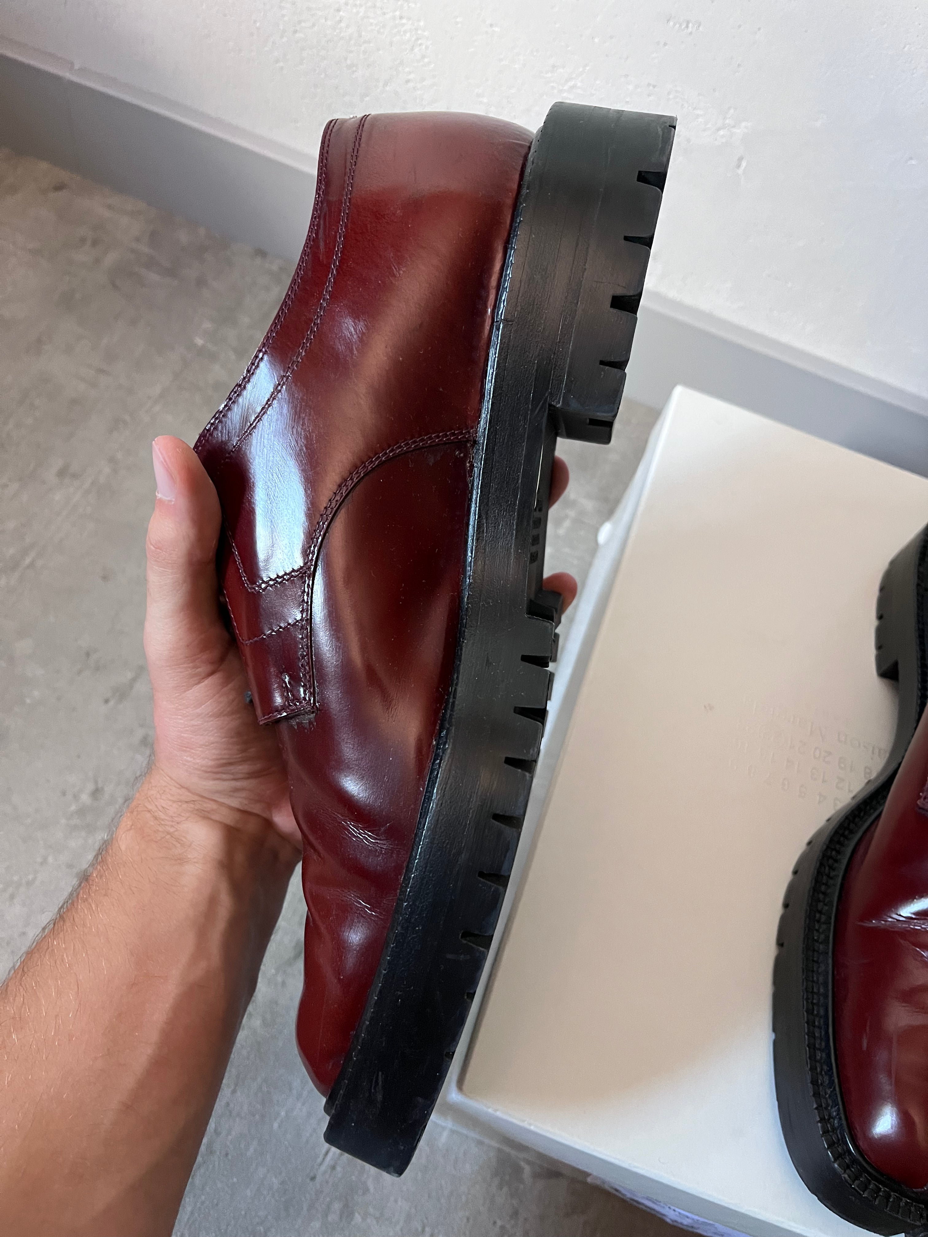 Maison Margiela Tabi Derby Lace-Up Leather Shoes Red Men - 43