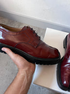 Maison Margiela Tabi Derby Lace-Up Leather Shoes Red Men - 43
