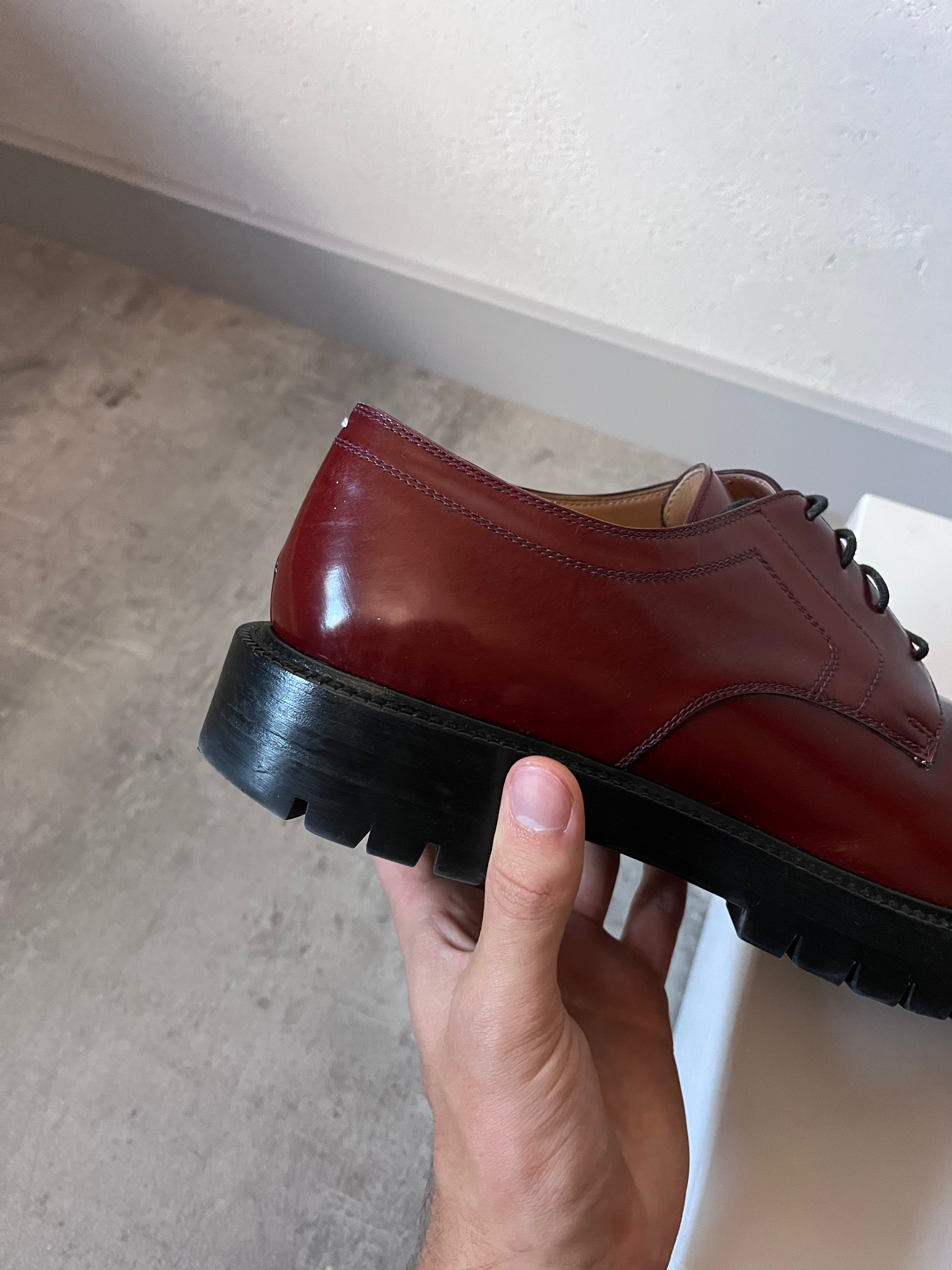 Maison Margiela Tabi Derby Lace-Up Leather Shoes Red Men - 43