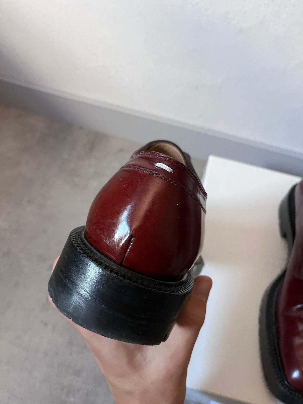 Maison Margiela Tabi Derby Lace-Up Leather Shoes Red Men - 43