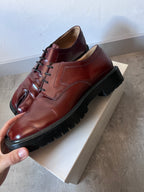 Maison Margiela Tabi Derby Lace-Up Leather Shoes Red Men - 43