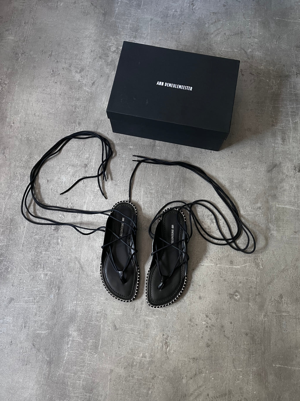 Ann Demeulemeester Ankle Lace-Up Sandals Black Women - 37.5