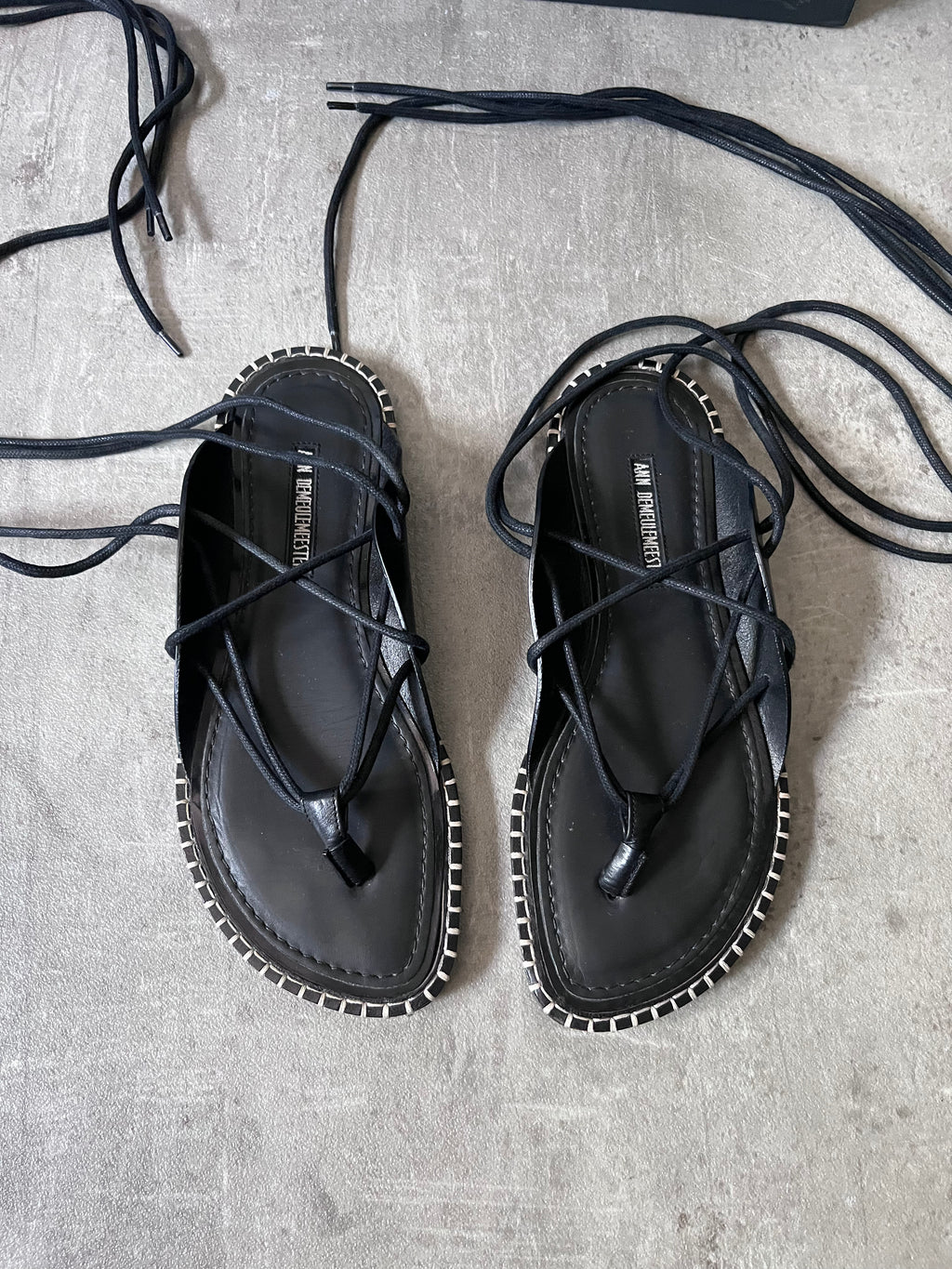 Ann Demeulemeester Ankle Lace-Up Sandals Black Women - 37.5