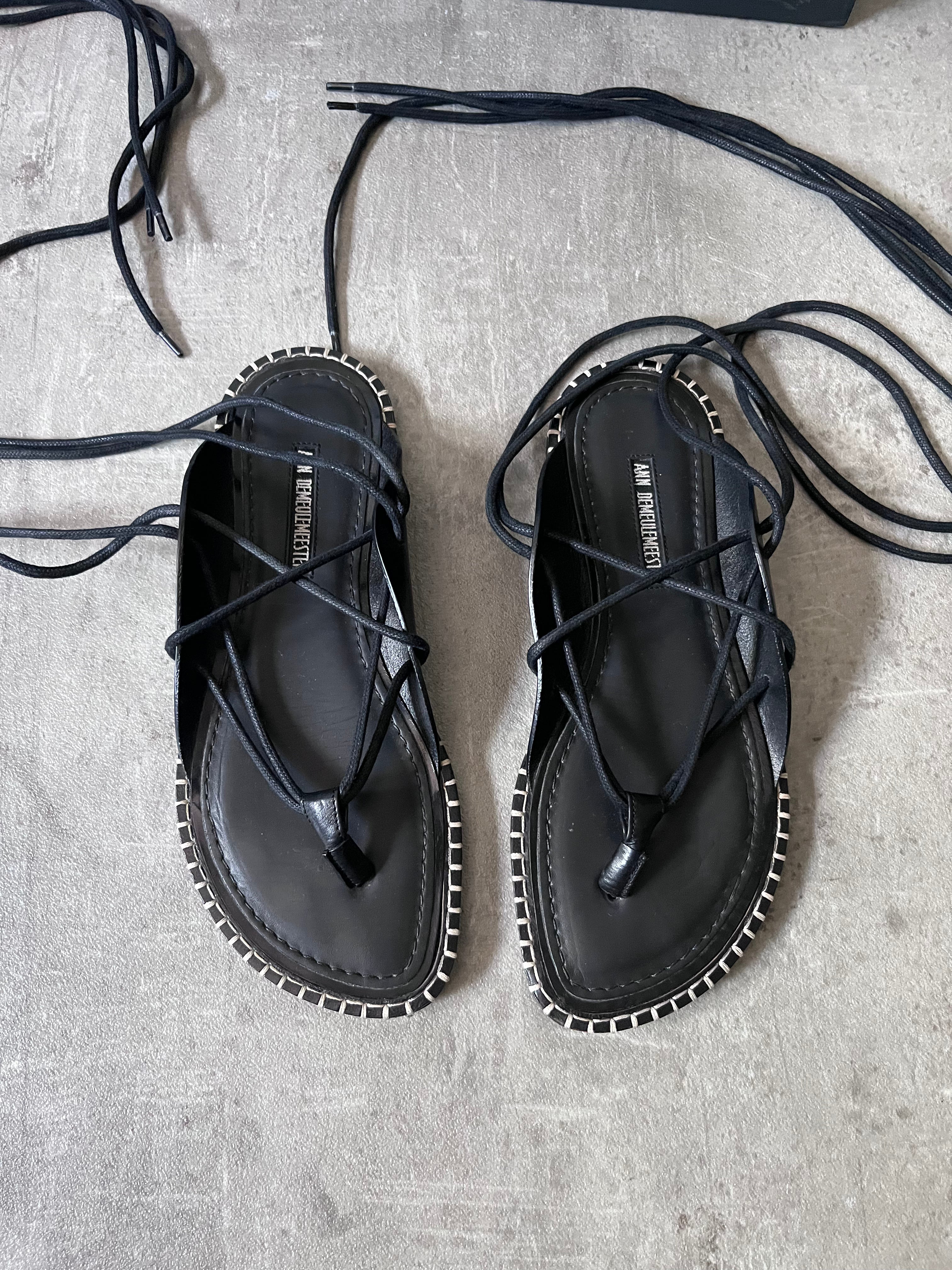 Ann Demeulemeester Ankle Lace-Up Sandals Black Women - 37.5