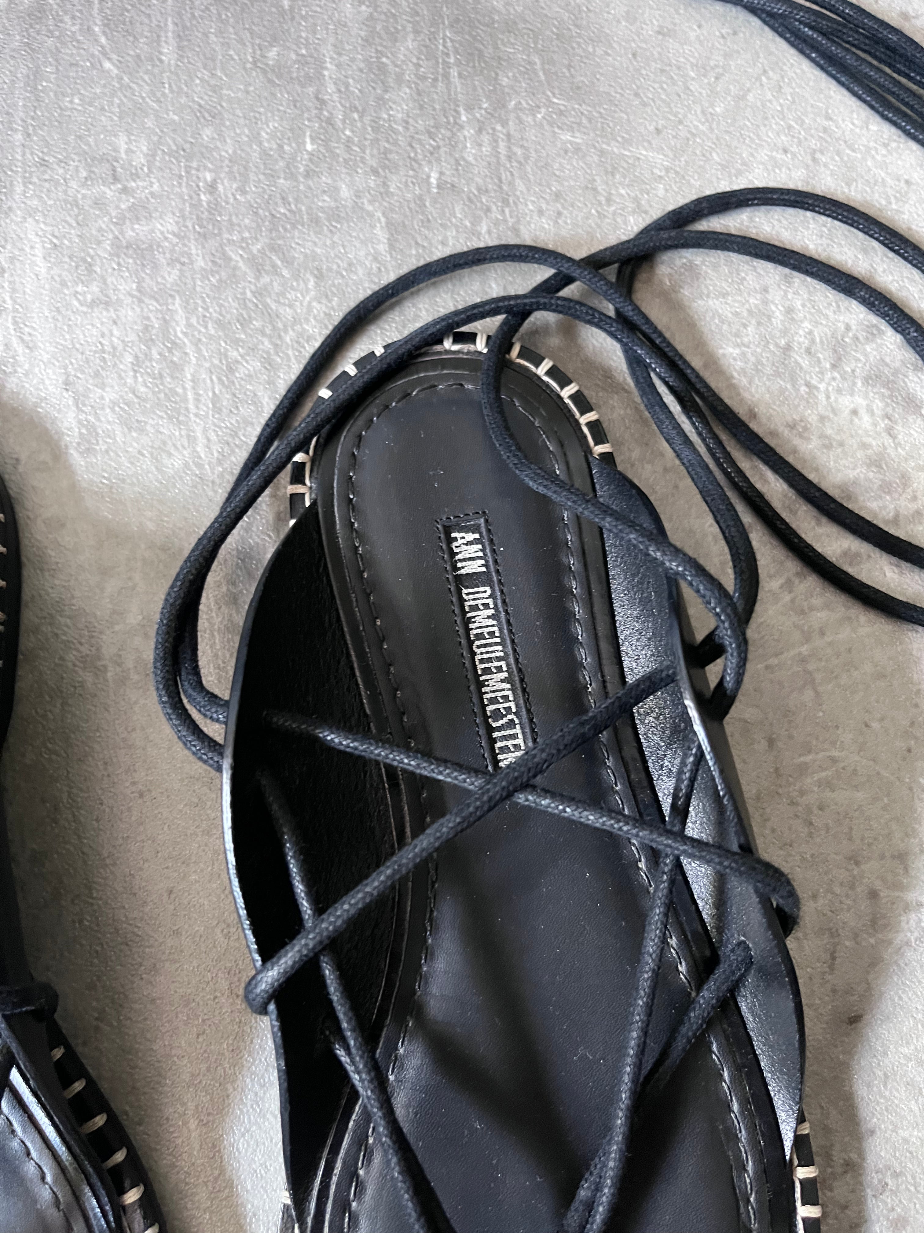 Ann Demeulemeester Ankle Lace-Up Sandals Black Women - 37.5