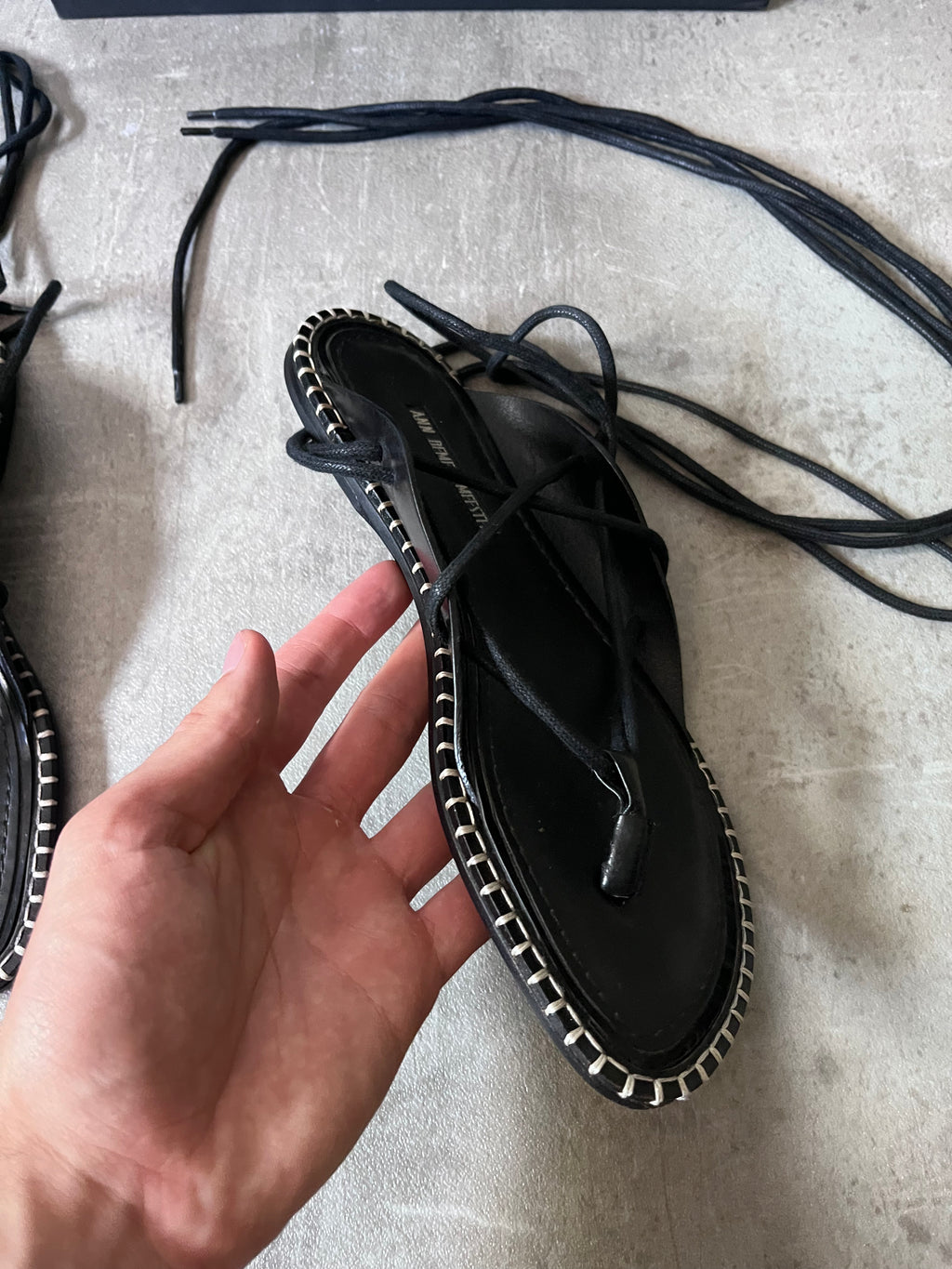Ann Demeulemeester Ankle Lace-Up Sandals Black Women - 37.5