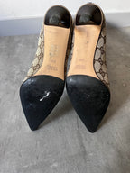 2000s Gucci by Tom Ford GG Monogram Canvas Knee Heels Boots Beige Women - 38