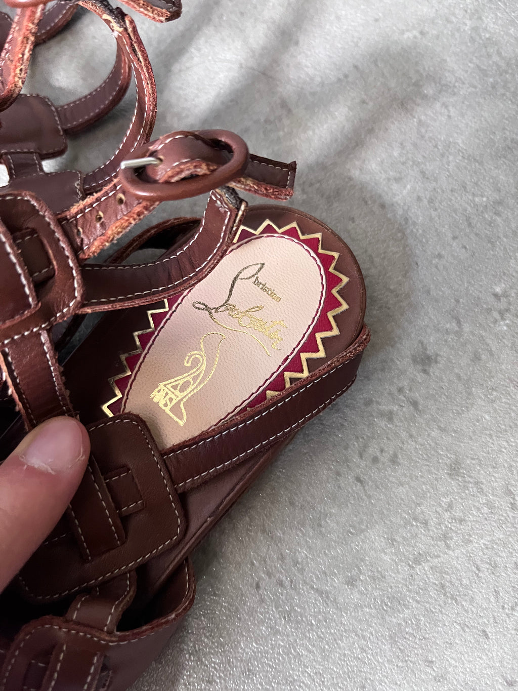 Christian Louboutin Gladiator leather Sandals Brown Women - 37.5