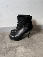 2000s Yves Saint Laurent Tribtoo Platform Leather Ankle Heels Black Women - 40