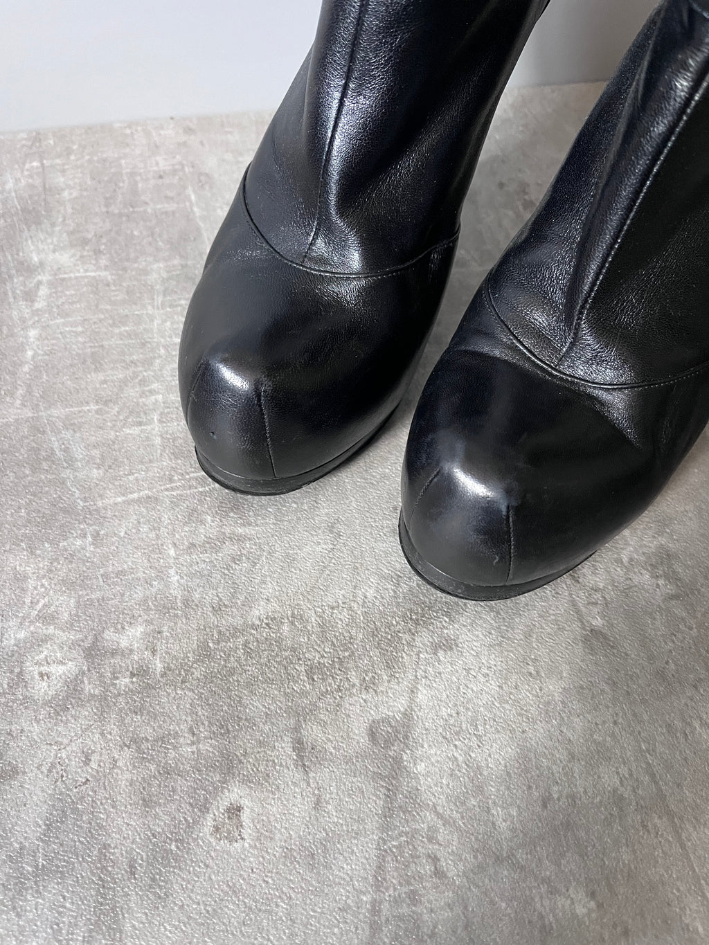 2000s Yves Saint Laurent Tribtoo Platform Leather Ankle Heels Black Women - 40