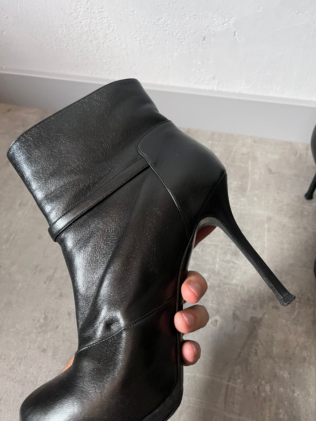 2000s Yves Saint Laurent Tribtoo Platform Leather Ankle Heels Black Women - 40