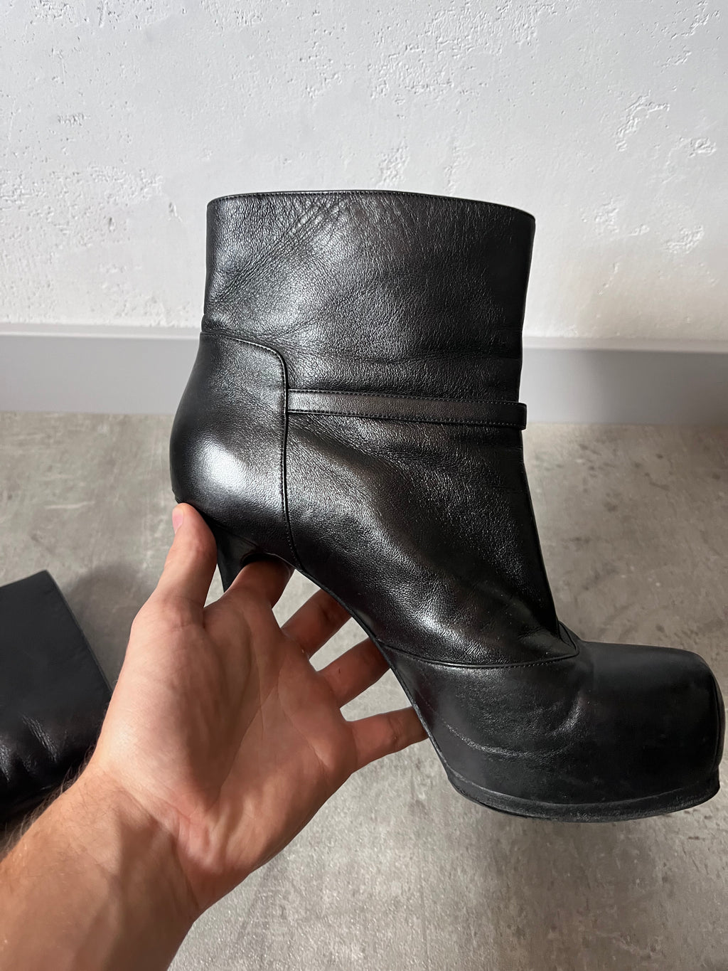 2000s Yves Saint Laurent Tribtoo Platform Leather Ankle Heels Black Women - 40