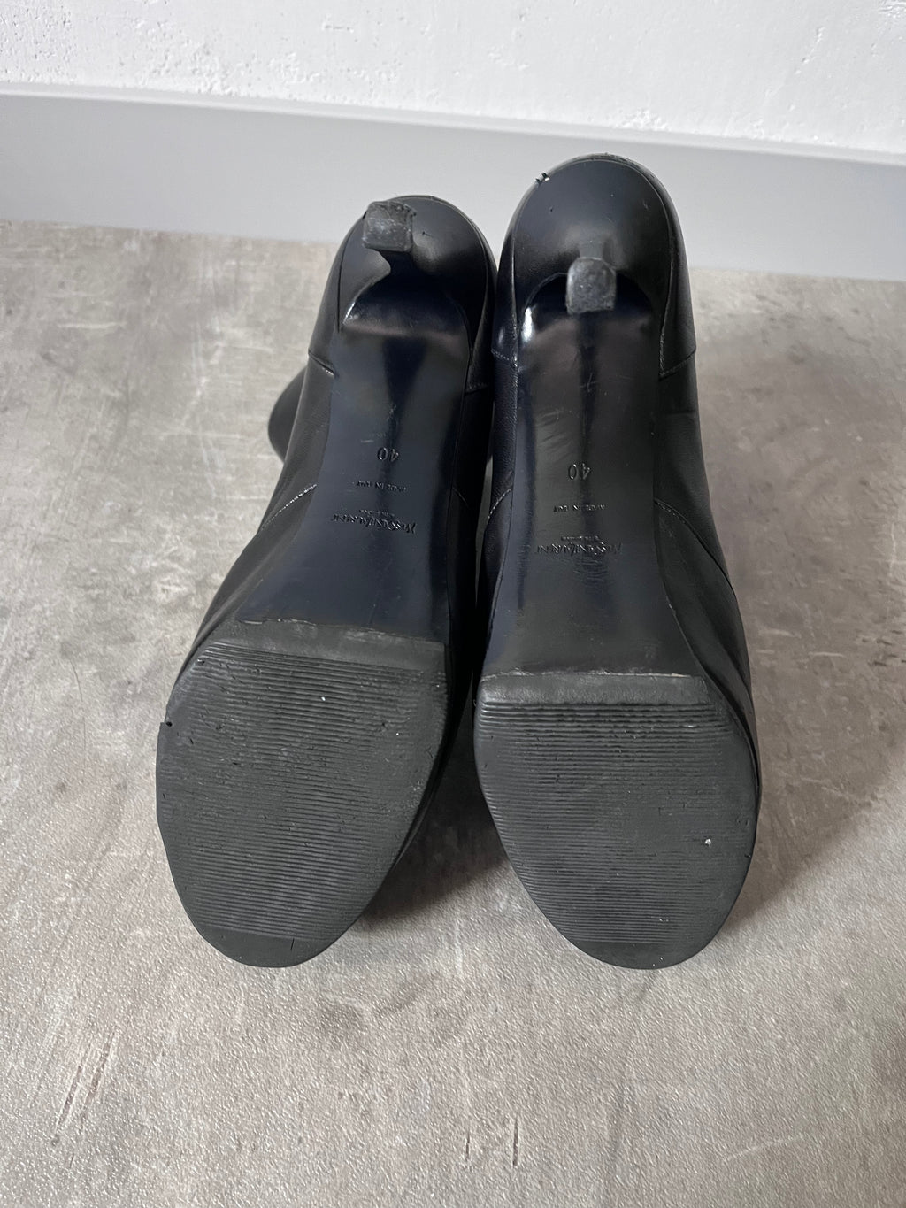2000s Yves Saint Laurent Tribtoo Platform Leather Ankle Heels Black Women - 40