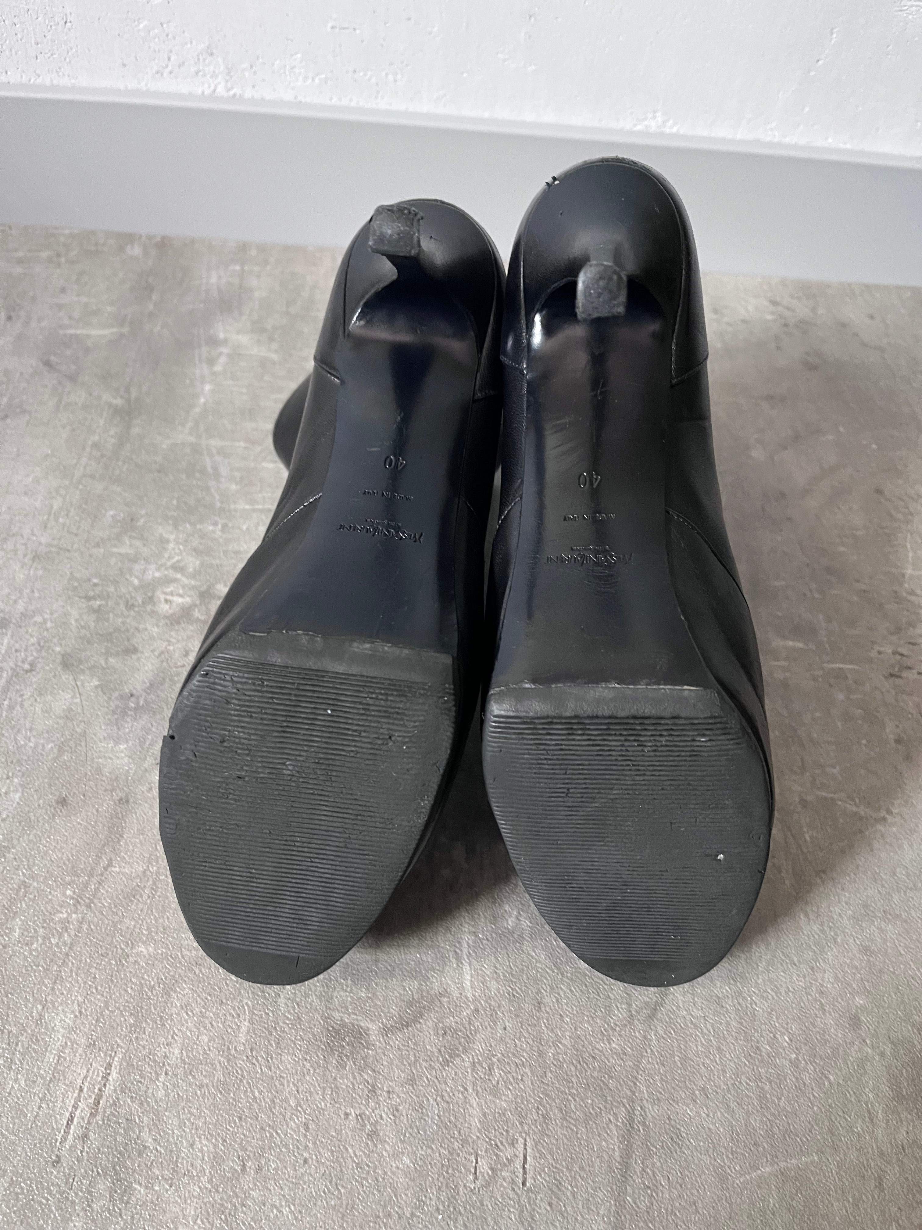 2000s Yves Saint Laurent Tribtoo Platform Leather Ankle Heels Black Women - 40