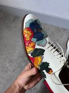 Gucci by Alessandro Michele Floral Formal Leather Shoes White Multicolor Men - 42