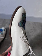 Gucci by Alessandro Michele Floral Formal Leather Shoes White Multicolor Men - 42