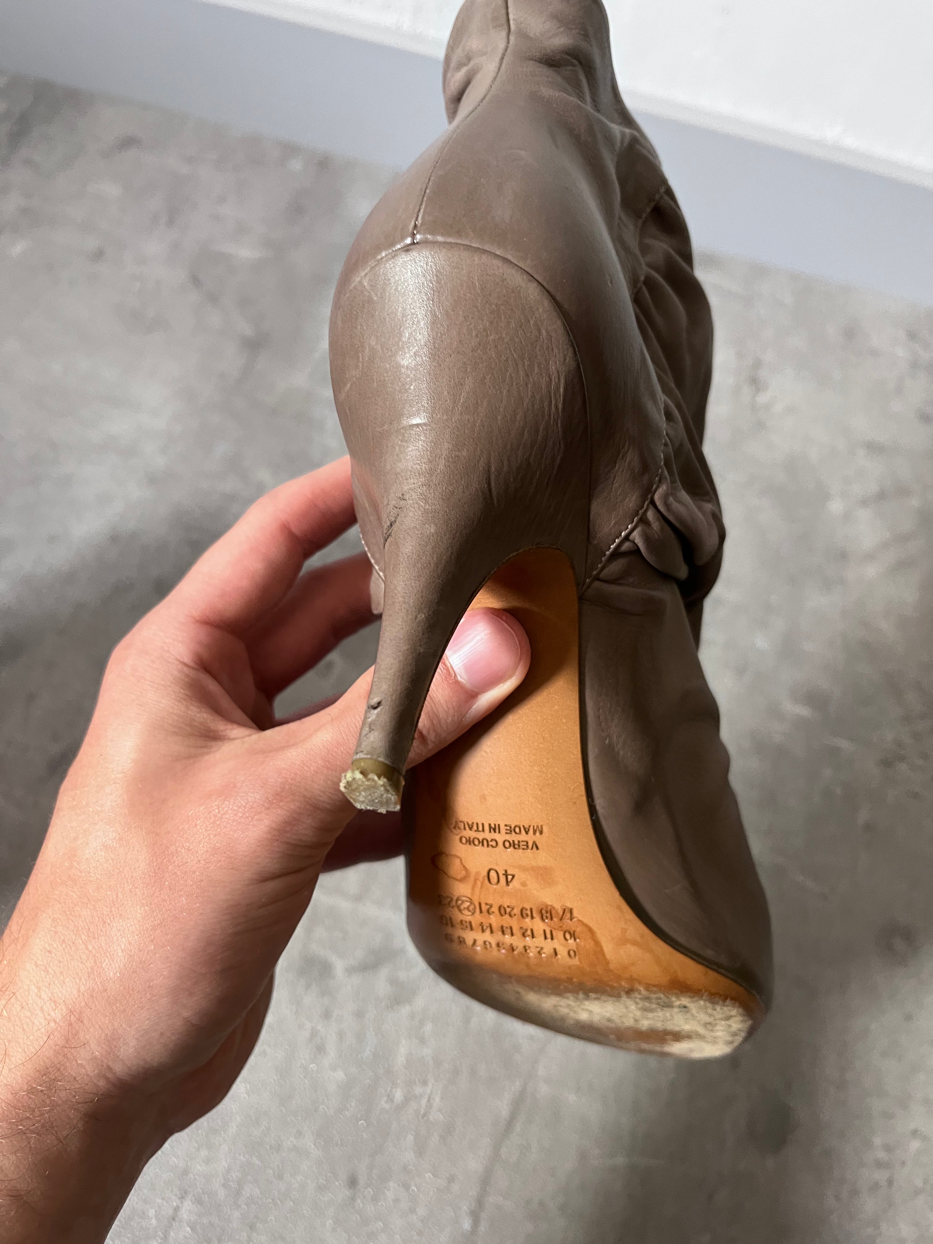 Maison Margiela Crinkle Leather Heels Beige Women - 39