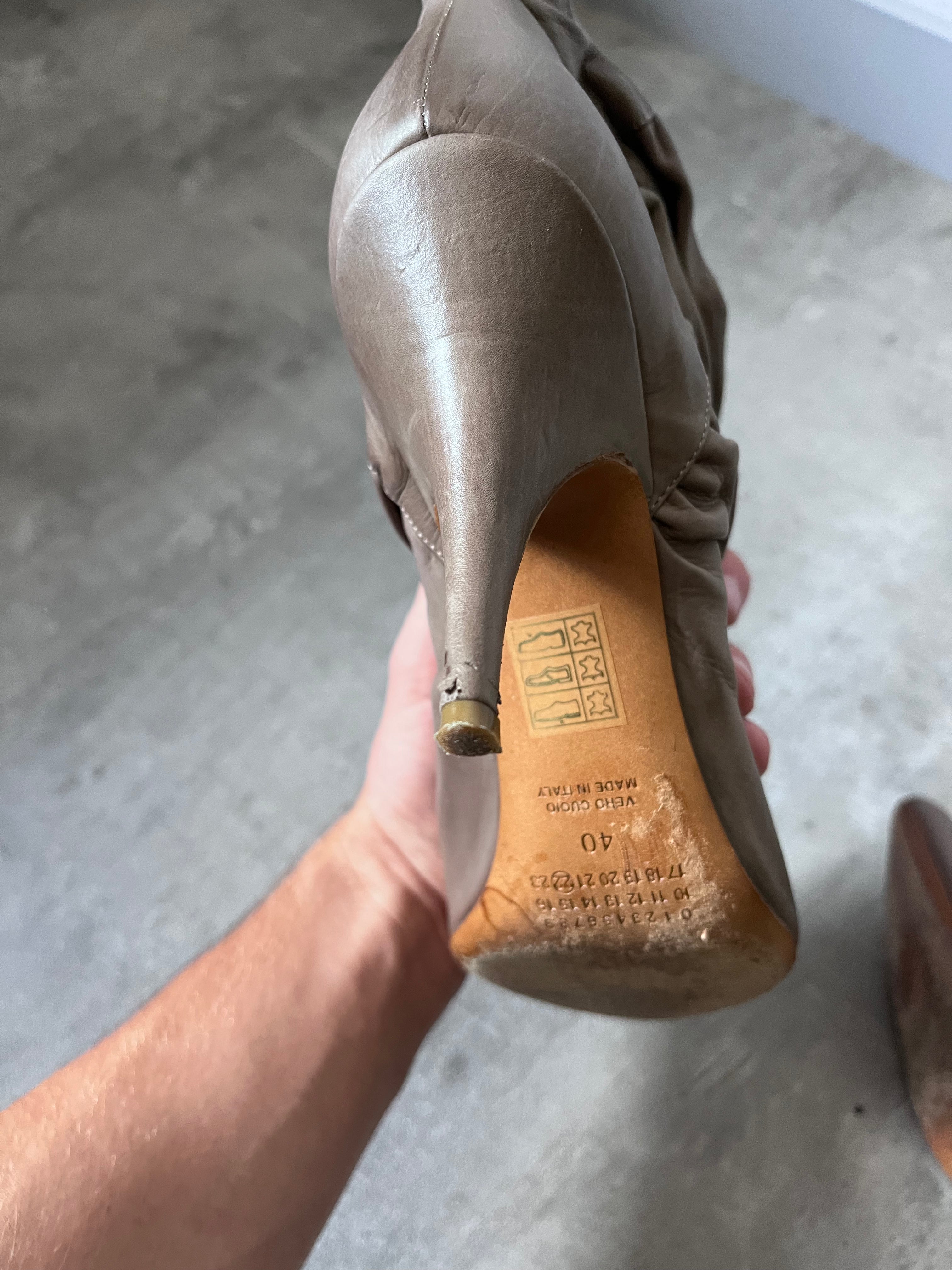 Maison Margiela Crinkle Leather Heels Beige Women - 39