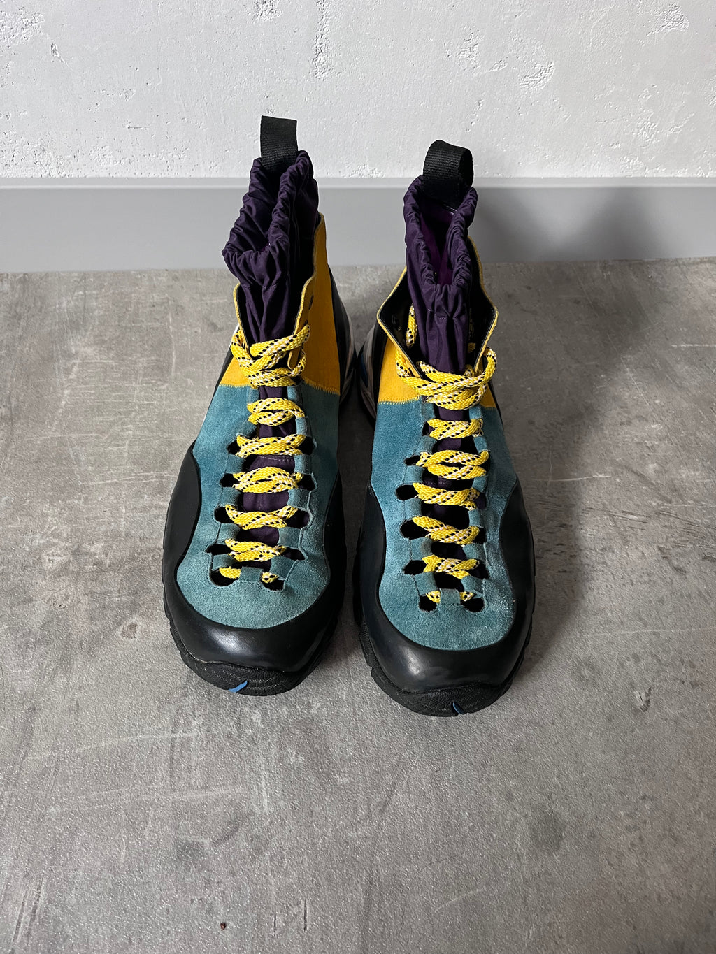 Loewe ELN Climbing Suede Boots Yellow Blue Black Men - 45