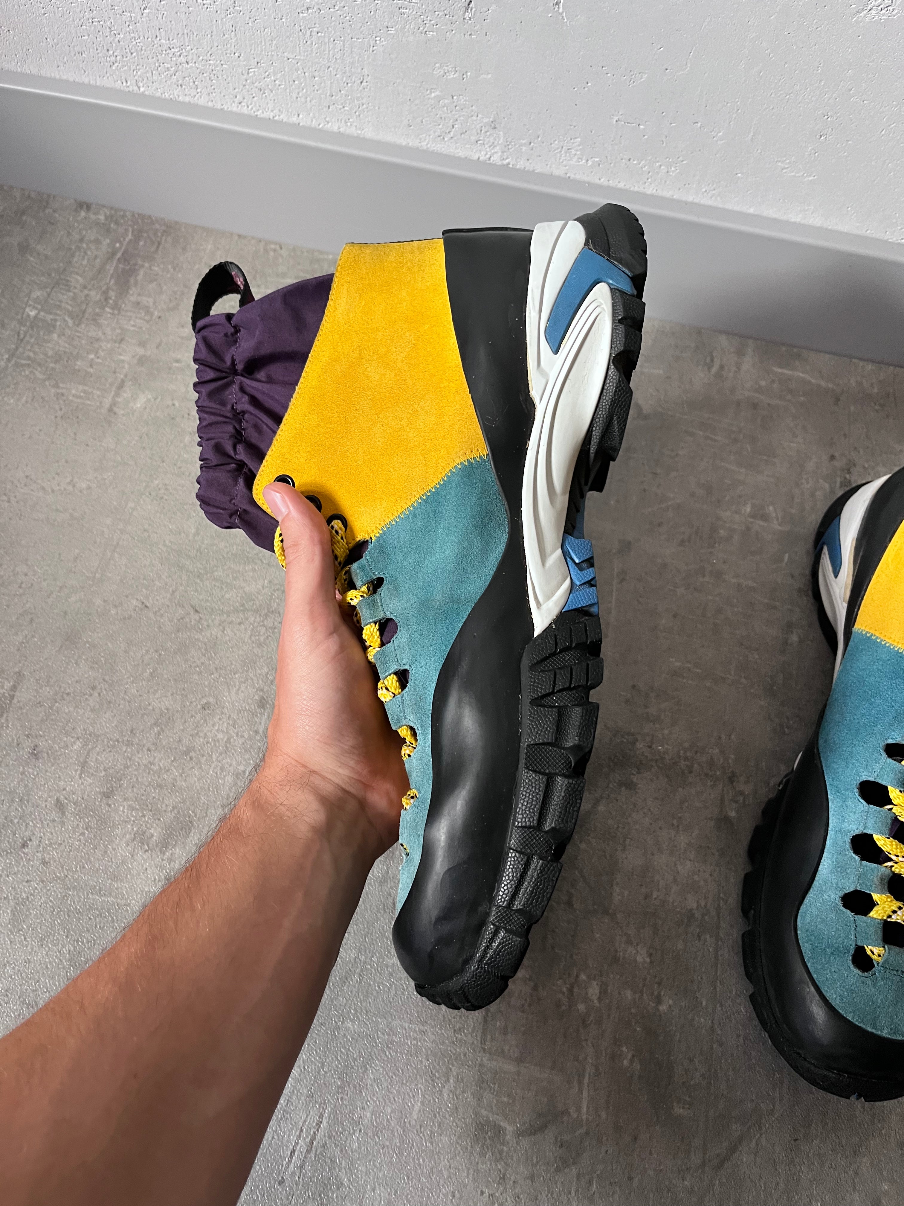 Loewe ELN Climbing Suede Boots Yellow Blue Black Men - 45