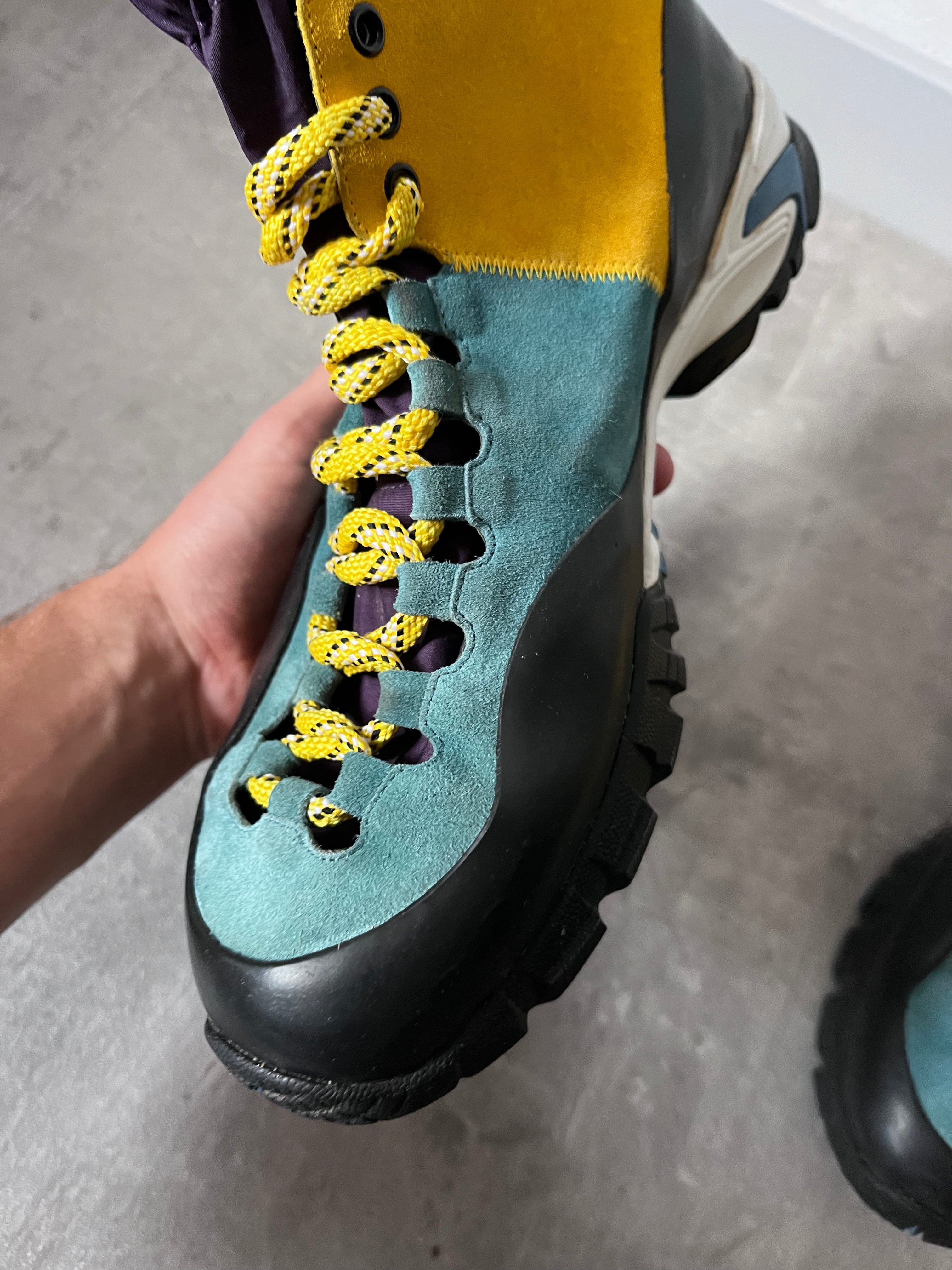 Loewe ELN Climbing Suede Boots Yellow Blue Black Men - 45