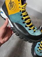 Loewe ELN Climbing Suede Boots Yellow Blue Black Men - 45