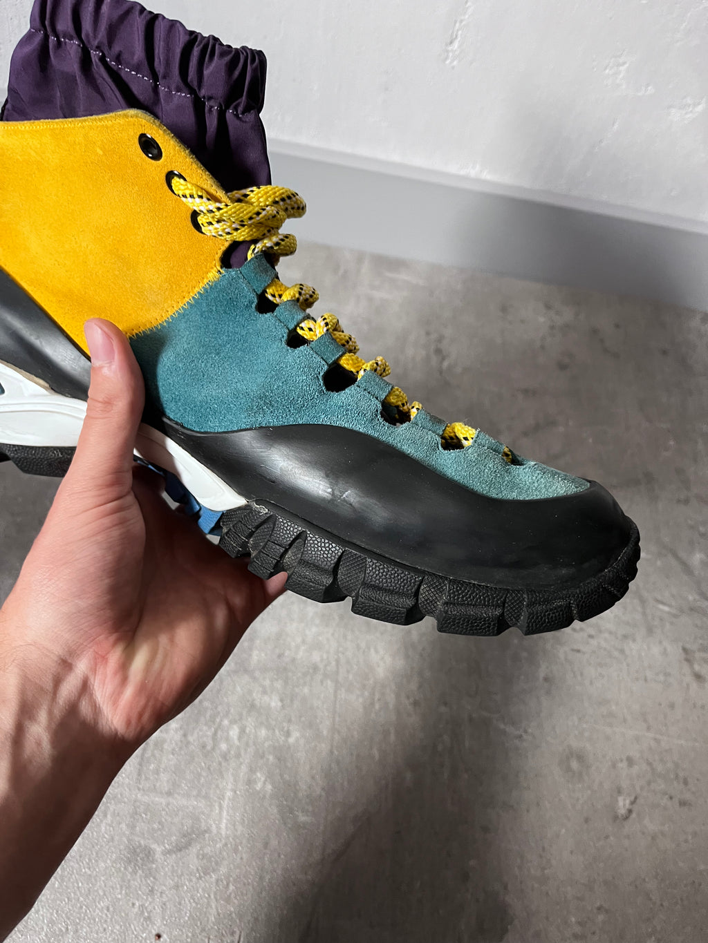 Loewe ELN Climbing Suede Boots Yellow Blue Black Men - 45